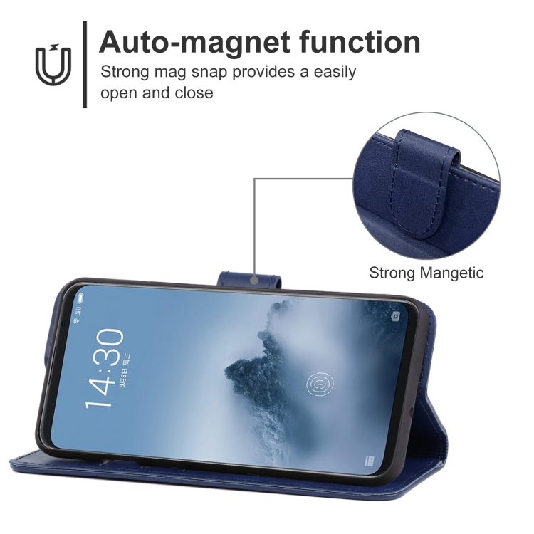 Leather Phone Case For Meizu 16 Plus(Blue) - 3
