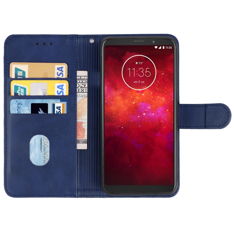 Leather Phone Case For Motorola Moto Z3(Blue) - 2