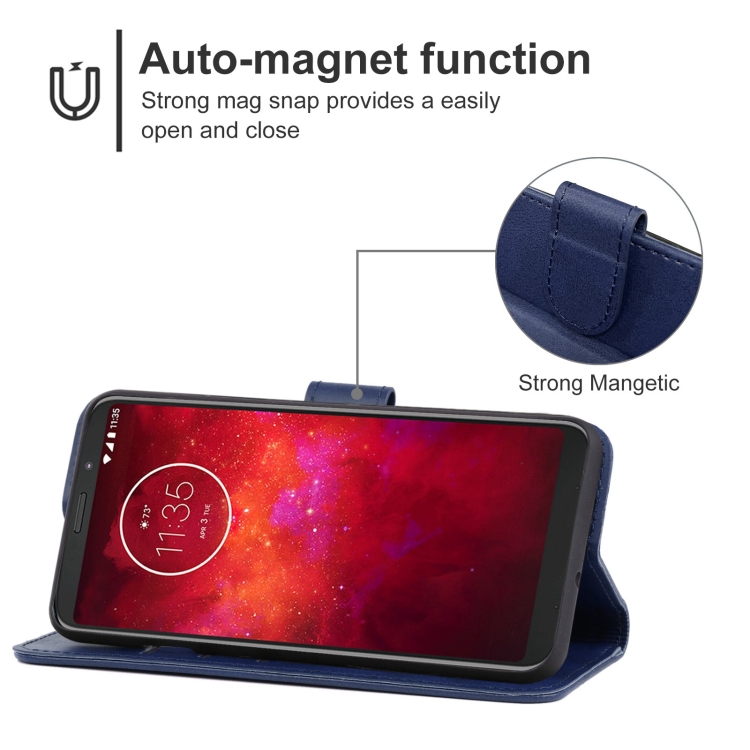 Leather Phone Case For Motorola Moto Z3(Blue) - 3