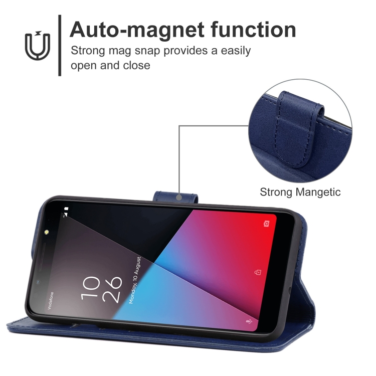 Leather Phone Case For Vodafone Smart N9 Lite(Blue) - 3
