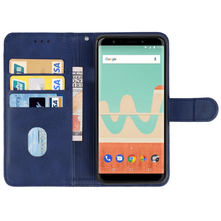 Leather Phone Case For Wiko View Go(Blue) - 2