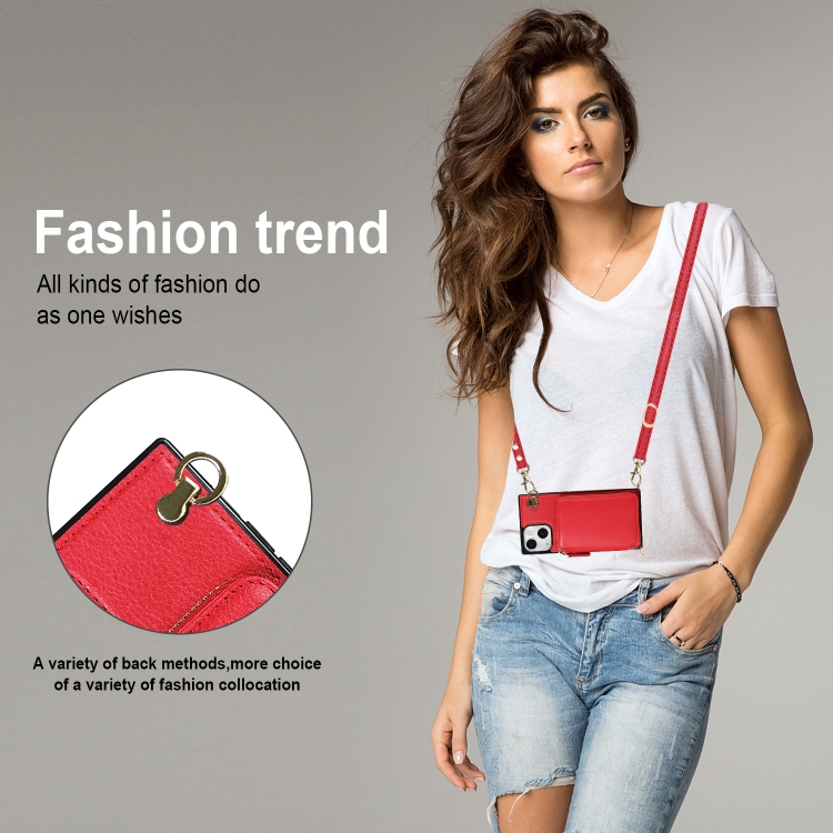 For iPhone 13 mini Cross-body Zipper Big Wallet Bag Square TPU + PU Back Phone Case with Holder (Red) For iPhone 13 mini Cross-body Zipper Big Wallet Bag Square TPU + PU Back Phone Case with Holder (Red)