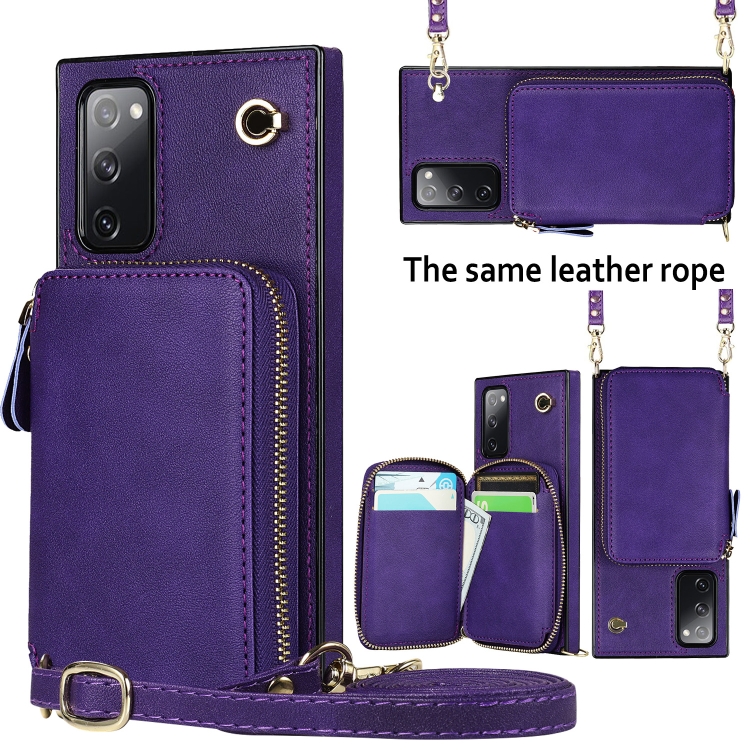 For Samsung Galaxy S20 FE Cross-body Zipper Big Wallet Bag Square Phone Case(Purple) For Samsung Galaxy S20 FE Cross-body Zipper Big Wallet Bag Square Phone Case(Purple)