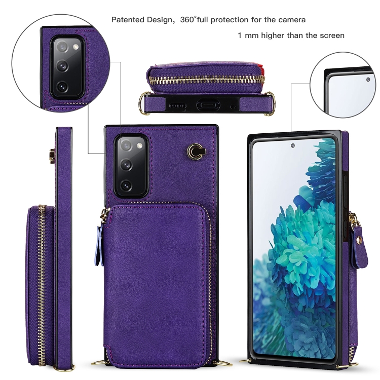 For Samsung Galaxy S20 FE Cross-body Zipper Big Wallet Bag Square Phone Case(Purple) For Samsung Galaxy S20 FE Cross-body Zipper Big Wallet Bag Square Phone Case(Purple)