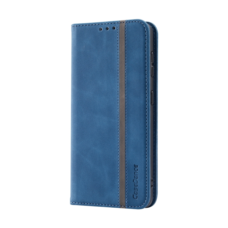 For Samsung Galaxy S22 5G Splicing Skin Feel Magnetic Leather Phone Case(Blue)
