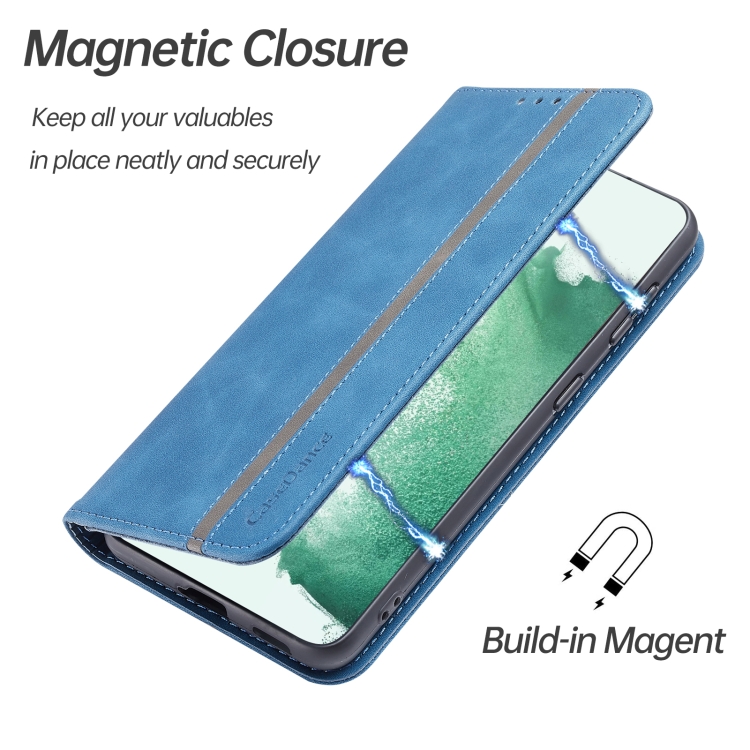 For Samsung Galaxy S22 5G Splicing Skin Feel Magnetic Leather Phone Case(Blue)