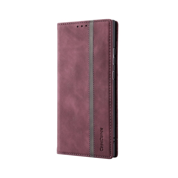 For Samsung Galaxy S22 Ultra 5G Splicing Skin Feel Magnetic Leather Phone Case(Wine Red) For Samsung Galaxy S22 Ultra 5G Splicing Skin Feel Magnetic Leather Phone Case(Wine Red)
