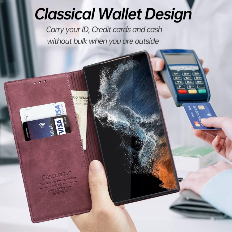 For Samsung Galaxy S22 Ultra 5G Splicing Skin Feel Magnetic Leather Phone Case(Wine Red) For Samsung Galaxy S22 Ultra 5G Splicing Skin Feel Magnetic Leather Phone Case(Wine Red)