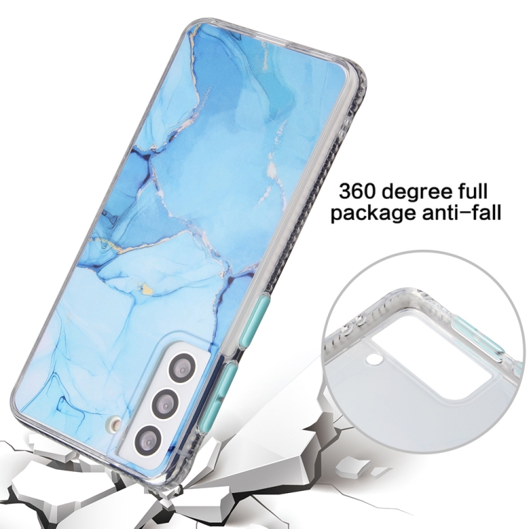 For Samsung Galaxy S22 5G Glazed Marble Pattern TPU + Acrylic Phone Case(Orange) For Samsung Galaxy S22 5G Glazed Marble Pattern TPU + Acrylic Phone Case(Orange)