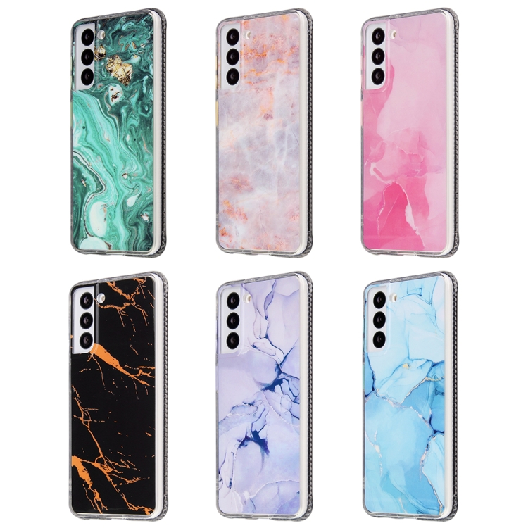 For Samsung Galaxy S22+ 5G Glazed Marble Pattern TPU + Acrylic Phone Case(White)