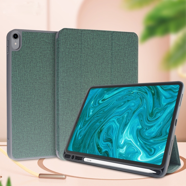For iPad Pro 10.5 Mutural Exquisite Series Cloth Texture PU+TPU Leather Case with 3-Fold Holder & Pen Slot & Sleep & Wake-up Function(Green) For iPad Pro 10.5 Mutural Exquisite Series Cloth Texture PU+TPU Leather Case with 3-Fold Holder & Pen Slot & Sleep & Wake-up Function(Green)