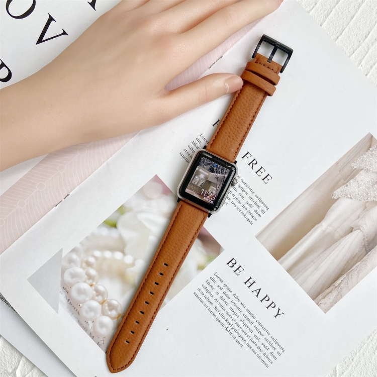20mm Small Waist Lychee Texture Leather Watch Band(Pink)