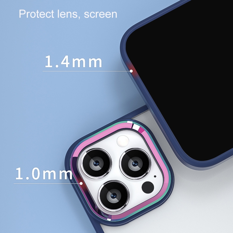 Colorful Metal Lens Ring Phone Case For iPhone 13(White) - B5