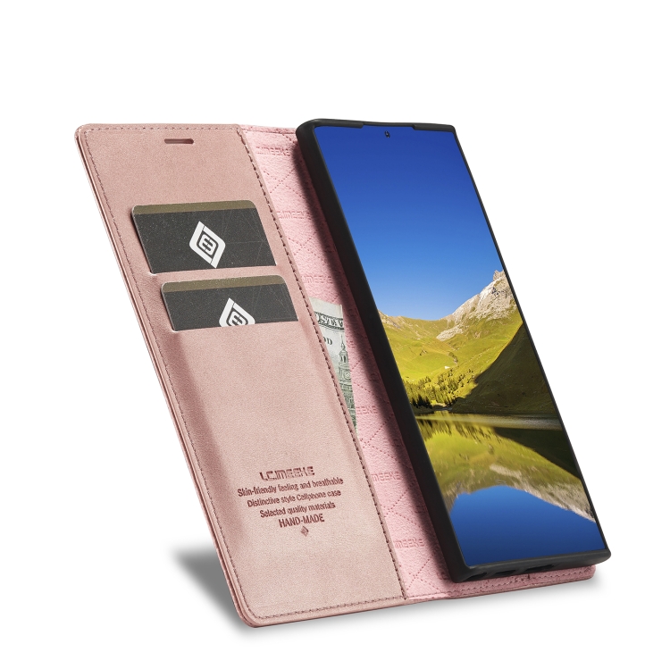 For Samsung Galaxy S22 Ultra LC.IMEEKE Soft PU + TPU Magnetic Skin-friendly Feeling Leather Phone Case(Rose Gold) For Samsung Galaxy S22 Ultra LC.IMEEKE Soft PU + TPU Magnetic Skin-friendly Feeling Leather Phone Case(Rose Gold)