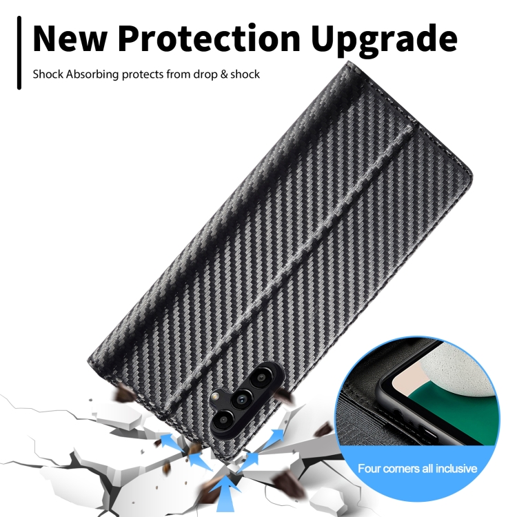 For Samsung Galaxy A13 5G LC.IMEEKE Carbon Fiber Horizontal Flip Leather Phone Case(Vertical Black) - 6