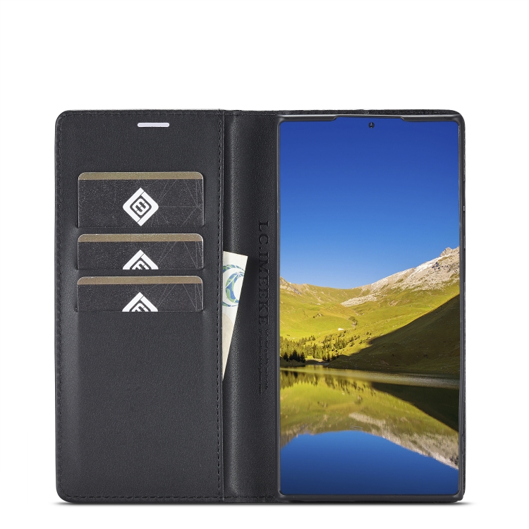 For Samsung Galaxy S22 Ultra 5G LC.IMEEKE Carbon Fiber Horizontal Flip Leather Phone Case(Vertical Black) - 4