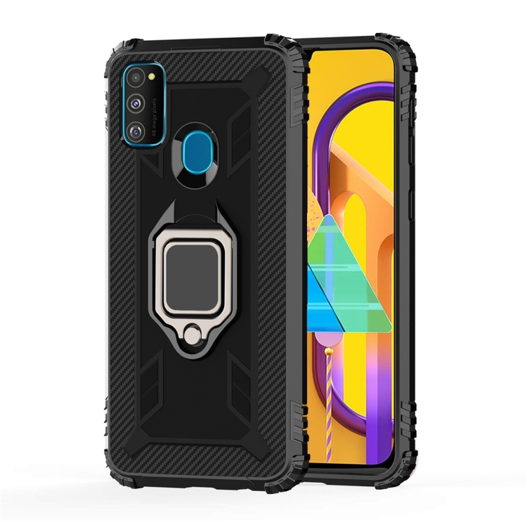 For Galaxy M30s Carbon Fiber Protective Case with 360 Degree Rotating Ring Holder(Black) For Galaxy M30s Carbon Fiber Protective Case with 360 Degree Rotating Ring Holder(Black)