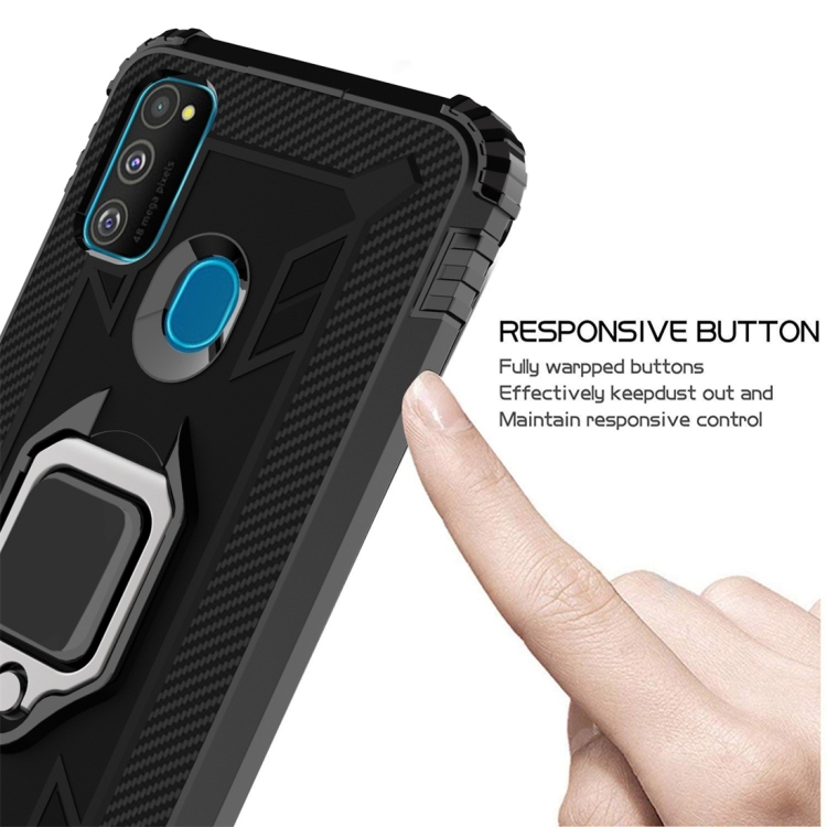 For Galaxy M30s Carbon Fiber Protective Case with 360 Degree Rotating Ring Holder(Black) For Galaxy M30s Carbon Fiber Protective Case with 360 Degree Rotating Ring Holder(Black)