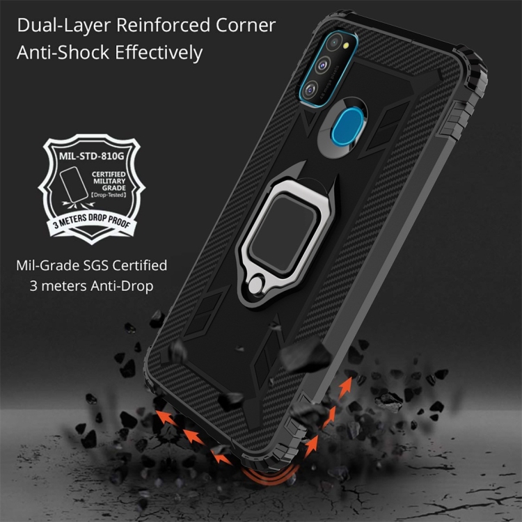 For Galaxy M30s Carbon Fiber Protective Case with 360 Degree Rotating Ring Holder(Black) For Galaxy M30s Carbon Fiber Protective Case with 360 Degree Rotating Ring Holder(Black)