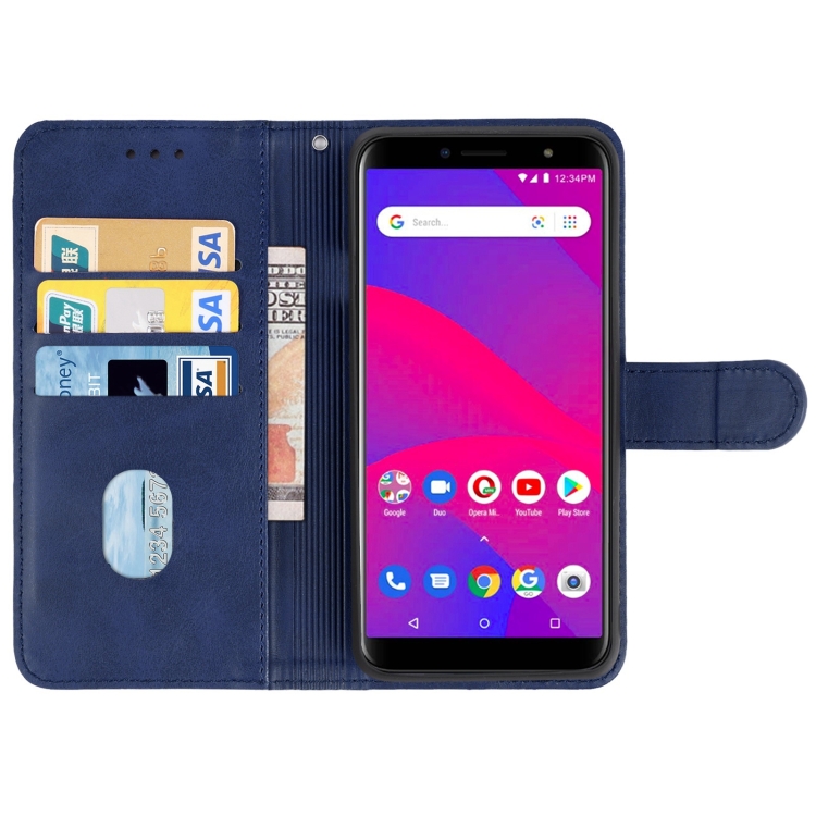 Leather Phone Case For BLU C6 2019(Blue) - 2