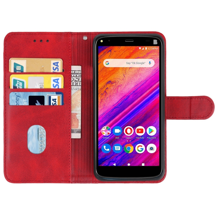 For BLU G5 Leather Phone Case Red