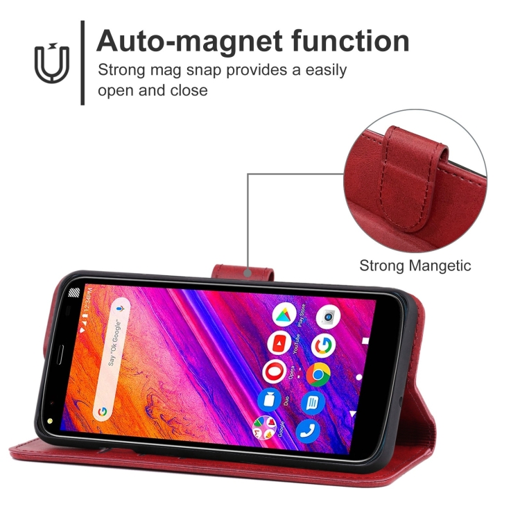 For BLU G5 Leather Phone Case Red