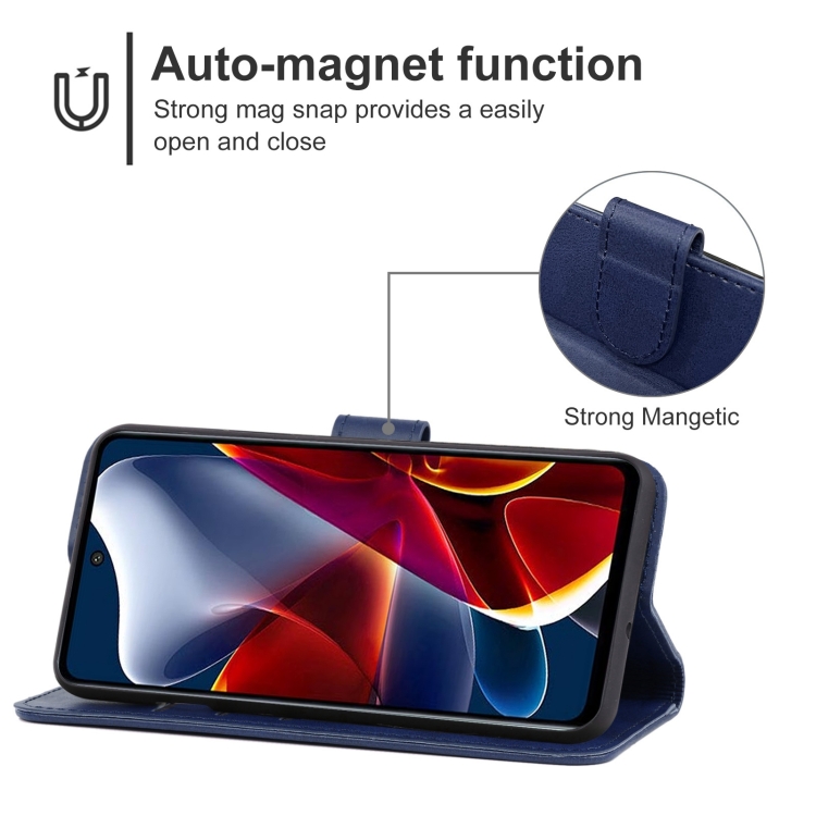 Leather Phone Case For Motorola Edge S30(Blue) - 3