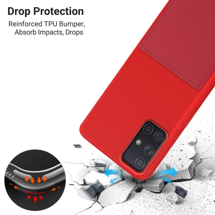 For Samsung Galaxy A71 Liquid Silicone Skin Feel Shockproof Phone Case with Card Slot(Red) - 3