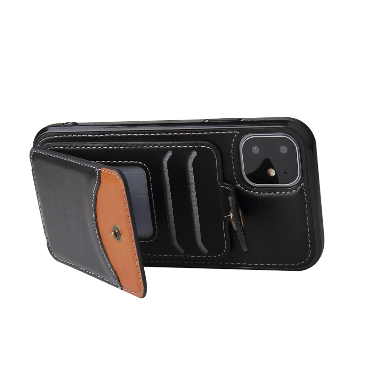 Soft Skin Leather Wallet Bag Phone Case For iPhone 12 mini(Black) - 3
