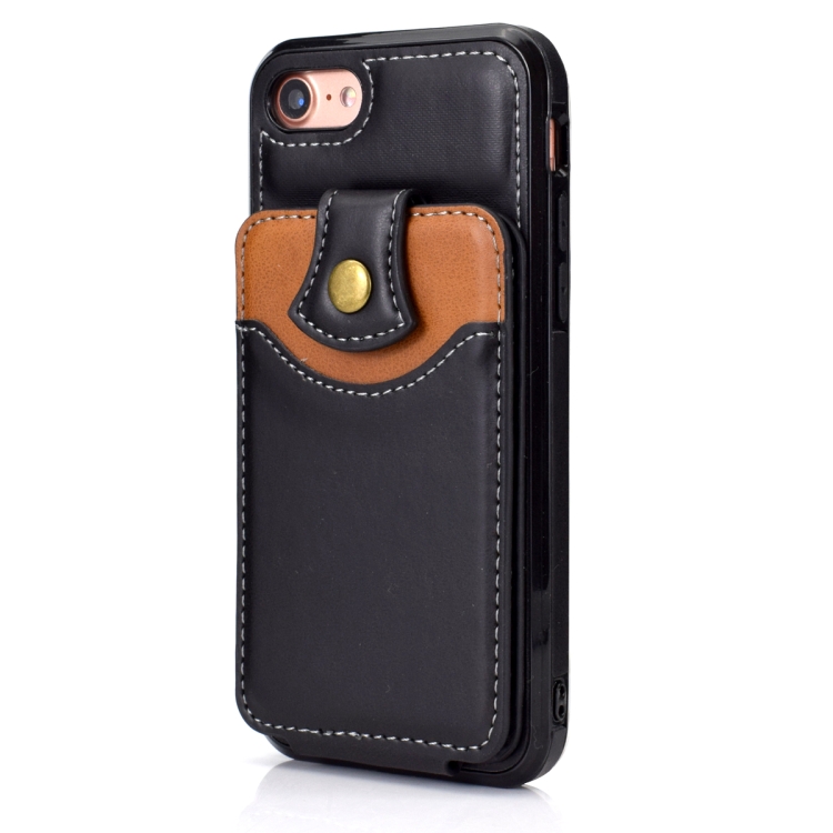 Soft Skin Leather Wallet Bag Phone Case For iPhone SE 2020 / 8 / 7(Black) - 1
