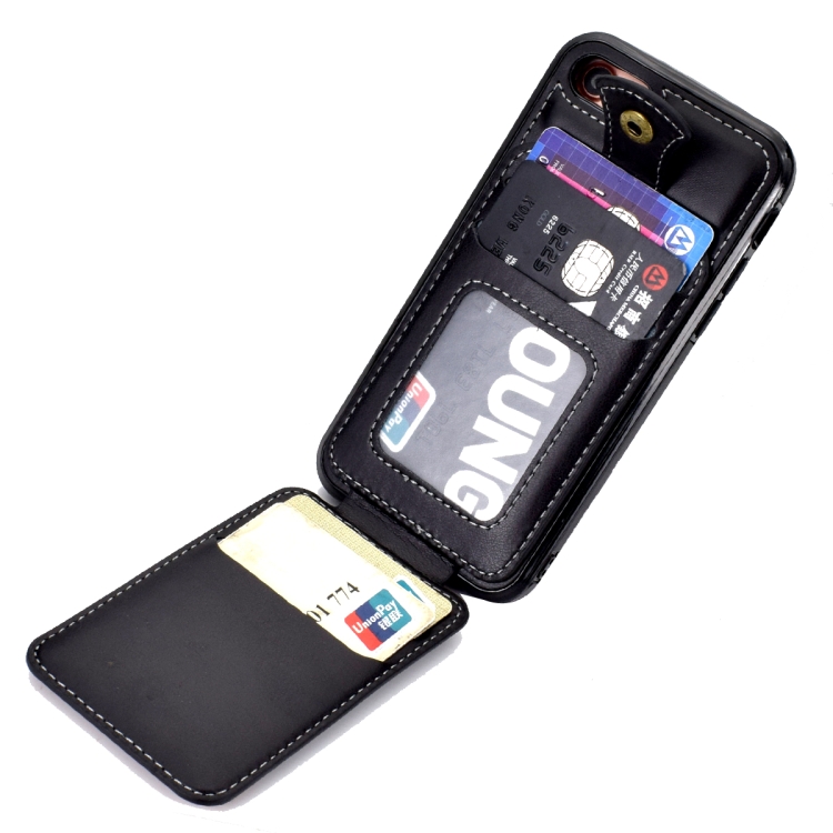 Soft Skin Leather Wallet Bag Phone Case For iPhone SE 2020 / 8 / 7(Black) - 3