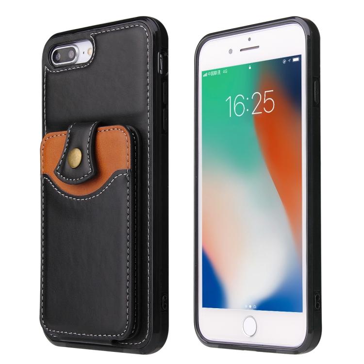 Soft Skin Leather Wallet Bag Phone Case For iPhone 8 Plus / 7 Plus(Black) - 1
