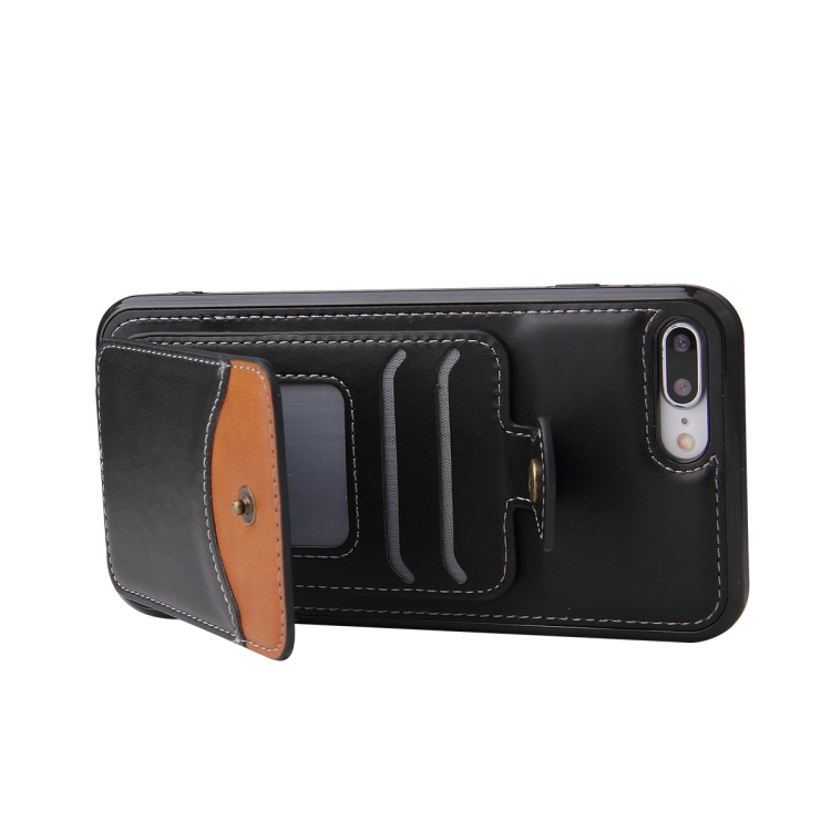 Soft Skin Leather Wallet Bag Phone Case For iPhone 8 Plus / 7 Plus(Black) - 2