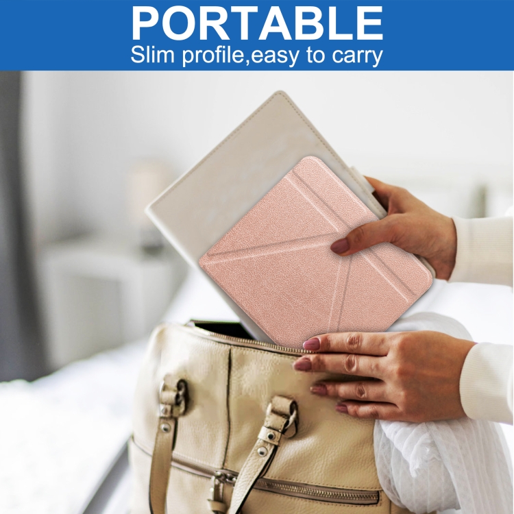 For KOBO Libra2 2021 TPU Multi-folding Leather Tablet Case(Rose Gold) - 6