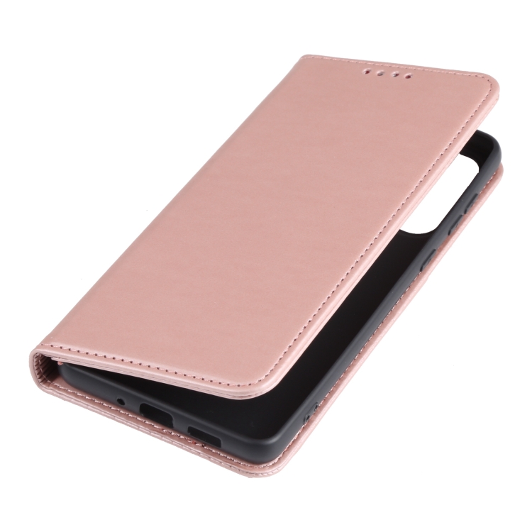 For Samsung Galaxy A73 Strong Magnetism Liquid Feel Leather Phone Case(Rose Gold) - 5