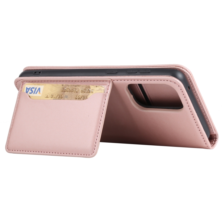 For Samsung Galaxy A73 Strong Magnetism Liquid Feel Leather Phone Case(Rose Gold) - 6