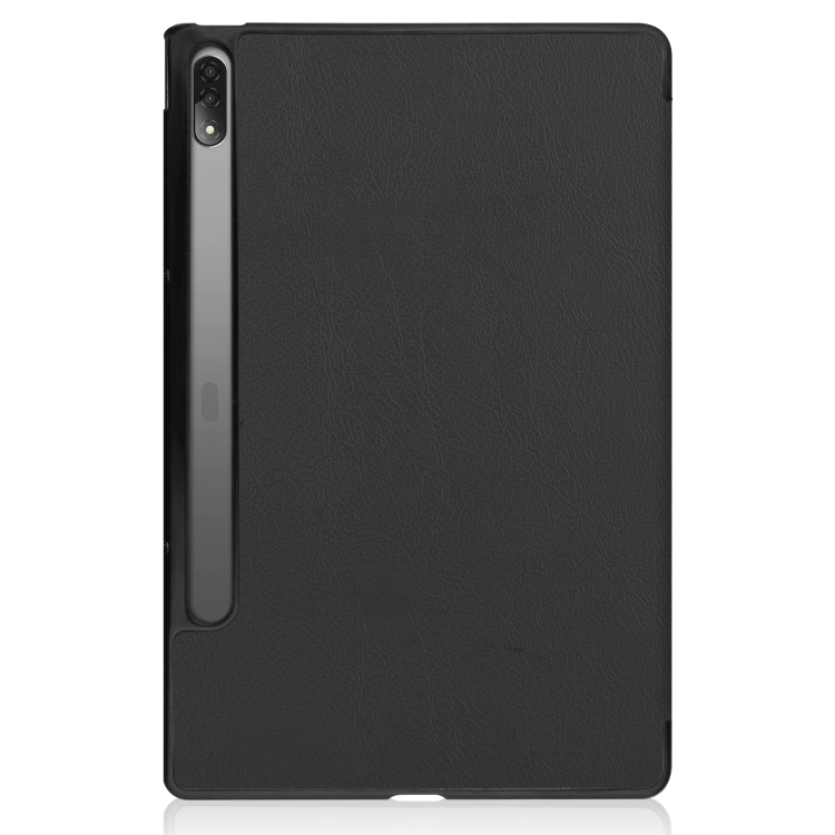 For Lenovo Tab P12 Pro  Three-folding Holder Custer Texture Leather  Tablet Case(Black)