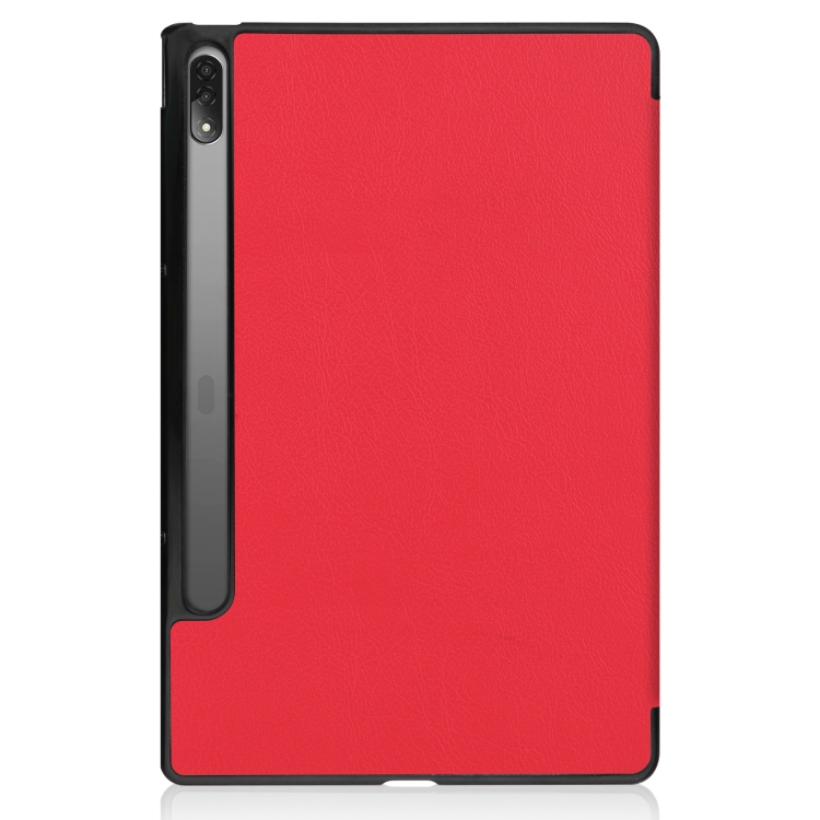 Lenovo Tab P12 Pro 12.6 3折りホルダーカスターテクスチャレザータブレットケース（赤）