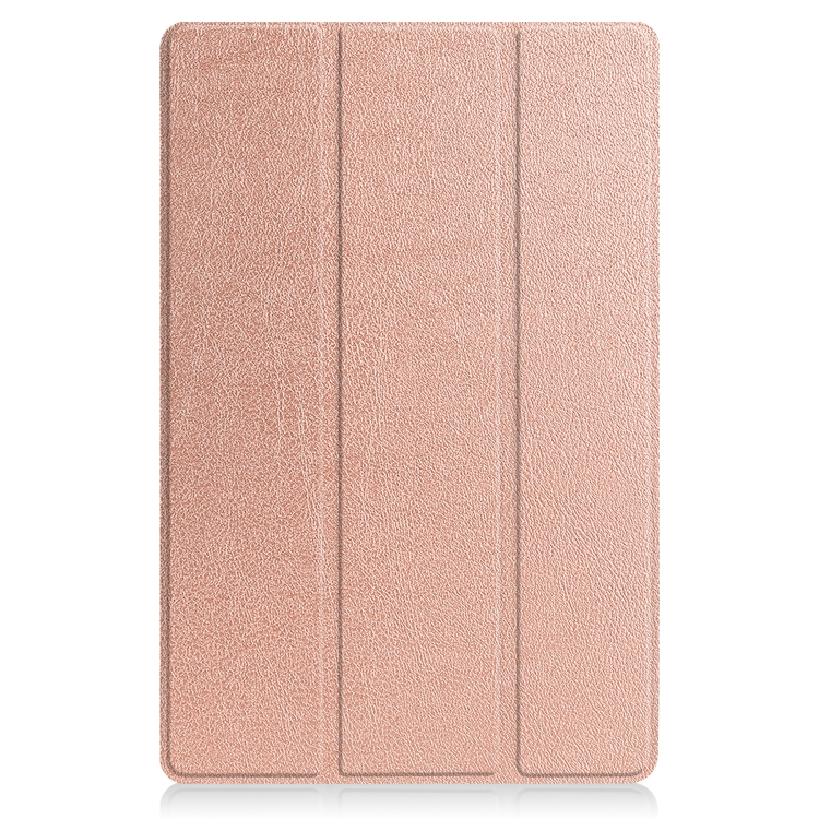 For Lenovo Tab P12 Pro 12.6 Three-folding Holder Custer Texture Leather Tablet Case(Rose Gold) - 1