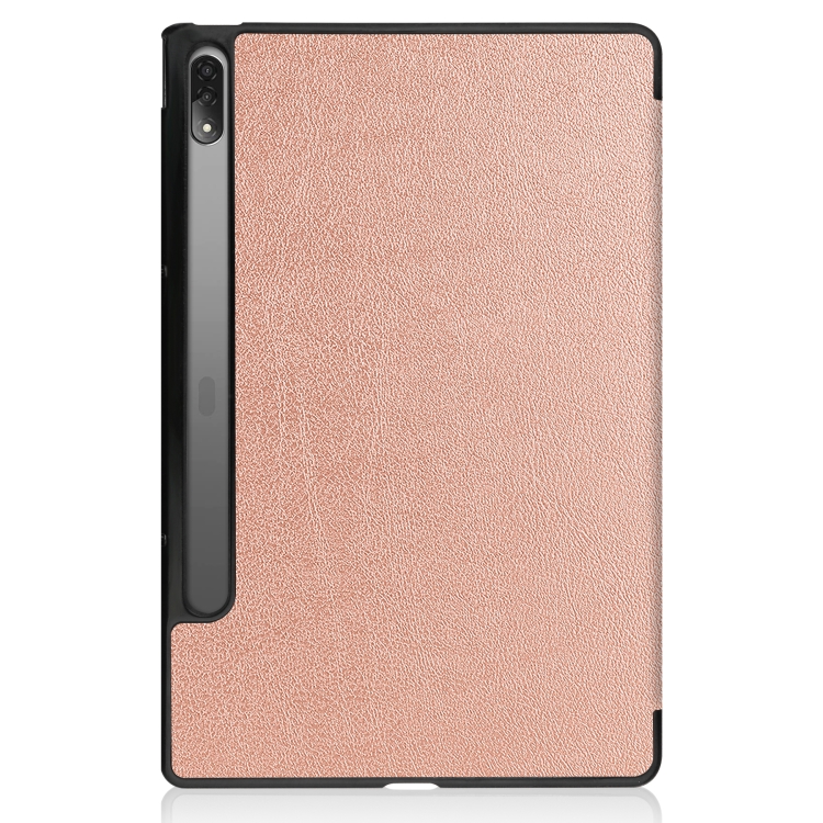 For Lenovo Tab P12 Pro 12.6 Three-folding Holder Custer Texture Leather Tablet Case(Rose Gold) - 2