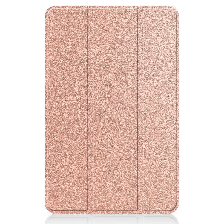 For Nokia T20 Three-folding Holder Custer Texture Leather Tablet Case(Rose Gold) - 1