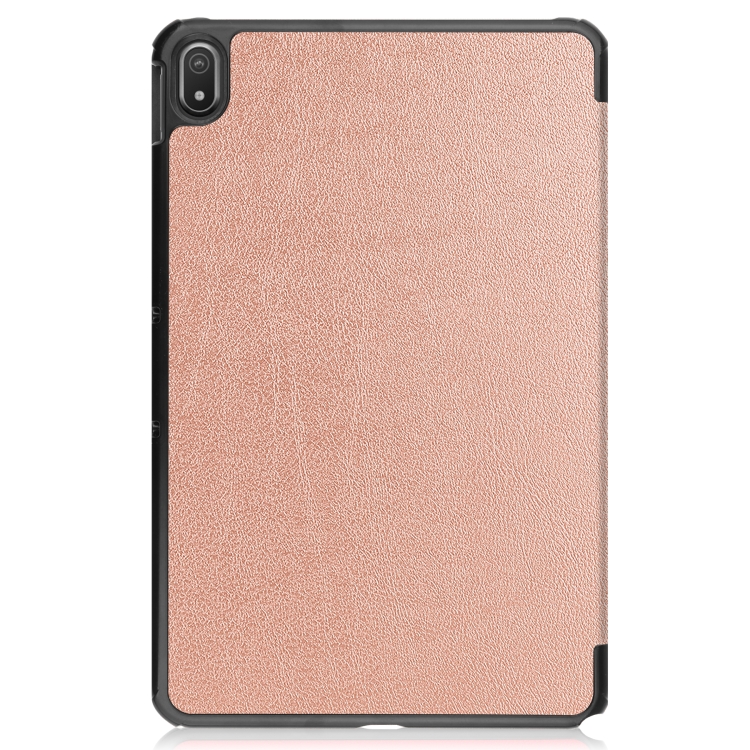 For Nokia T20 Three-folding Holder Custer Texture Leather Tablet Case(Rose Gold) - 2
