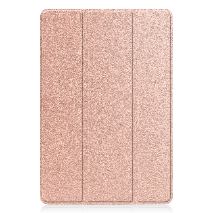 For TCL Tab 10s Three-folding Holder Custer Texture Leather Tablet Case(Rose Gold) - 1