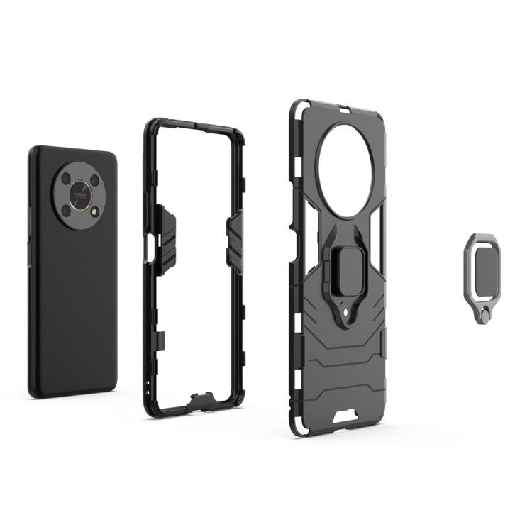 For Honor X30 5G Shockproof PC + TPU Phone Case with Magnetic Ring Holder(Black) - B1