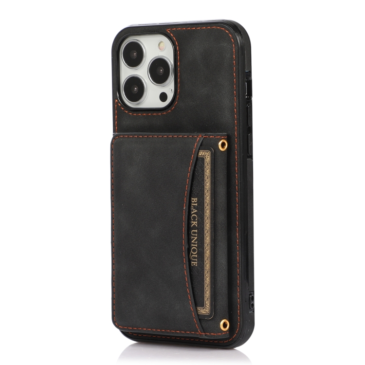 Three-fold Leather Phone Case with Card Slot & Wallet & Holder For iPhone 13 Pro Max(Black) - 1
