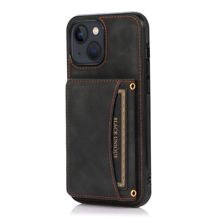 Three-fold Leather Phone Case with Card Slot & Wallet & Holder For iPhone 13 Pro(Black) - 1