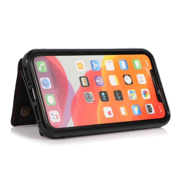 Three-fold Leather Phone Case with Card Slot & Wallet & Holder For iPhone 12 / 12 Pro(Black) - 4