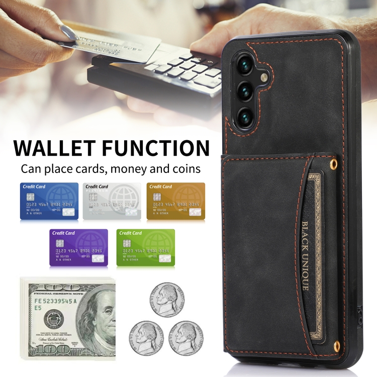 For Samsung Galaxy A13 5G Three-fold Leather Phone Case with Card Slot & Wallet & Holder(Black) - 1