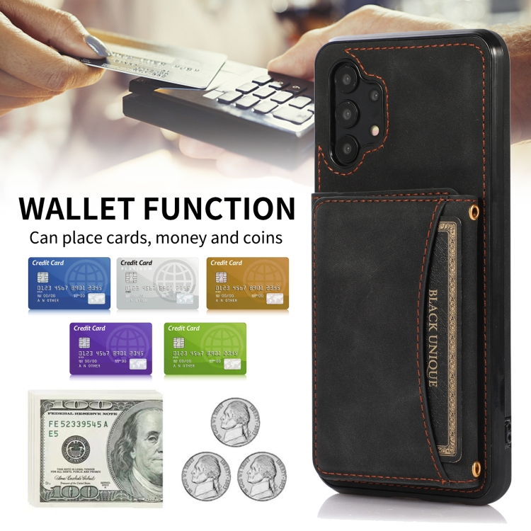 For Samsung Galaxy A32 4G Three-fold Leather Phone Case with Card Slot & Wallet & Holder(Black) - 1