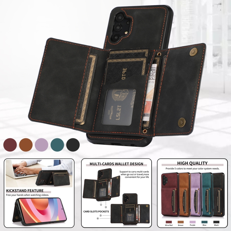 For Samsung Galaxy A32 4G Three-fold Leather Phone Case with Card Slot & Wallet & Holder(Black) - 2
